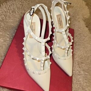 Valentino Women's Cream Rockstud Heels